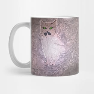 Grey cat with green eyes. Doodle style Mug